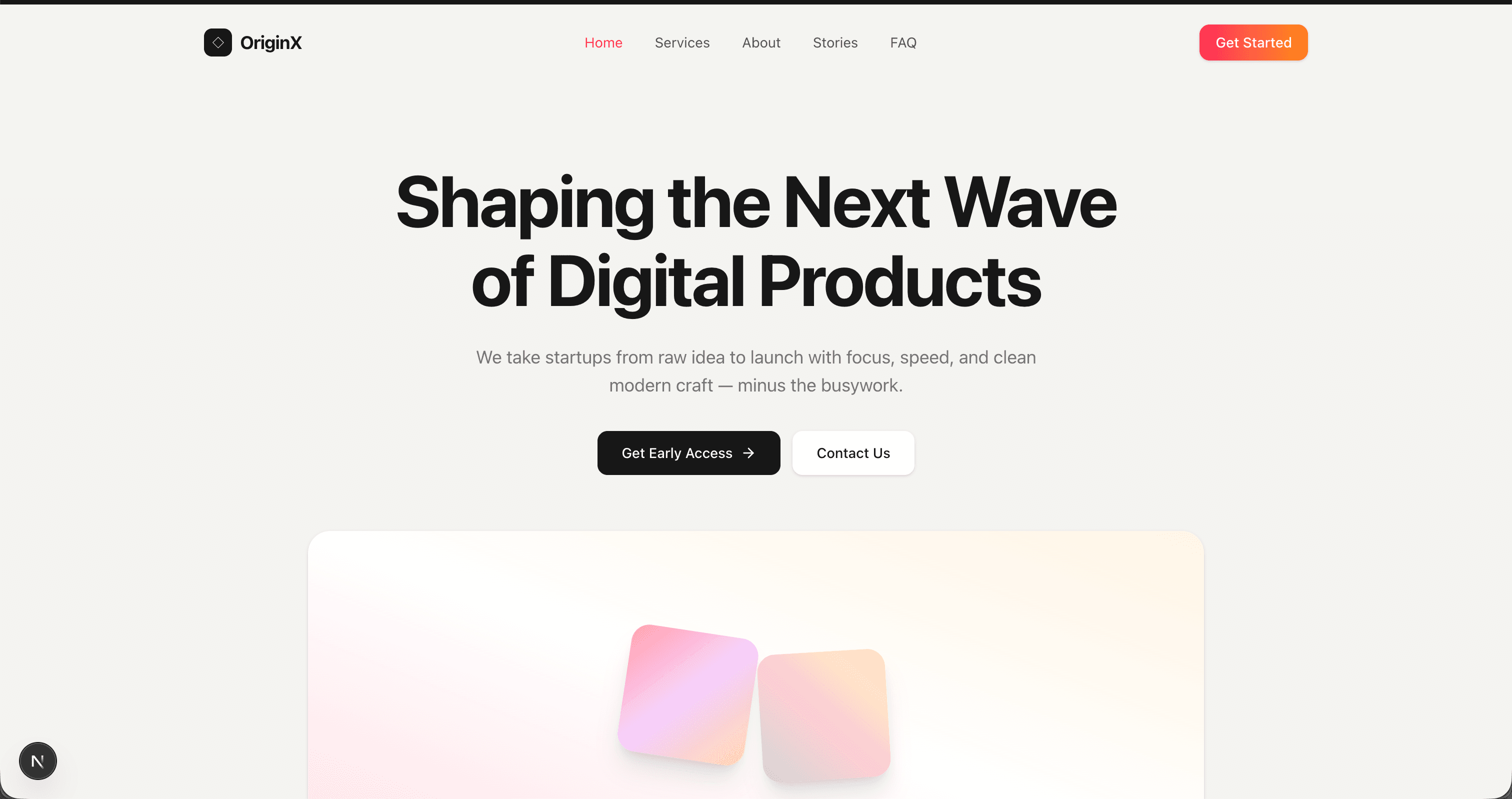 OriginX — SaaS Startup Landing